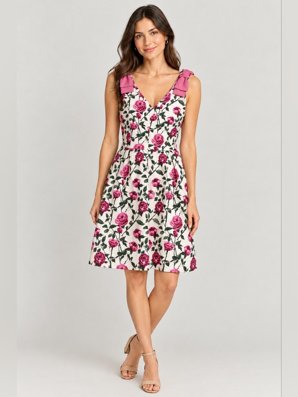 RW&CO Floral Mini Dress Pink/White/Green Sz 10 Wedding Guest Feminine Romantic